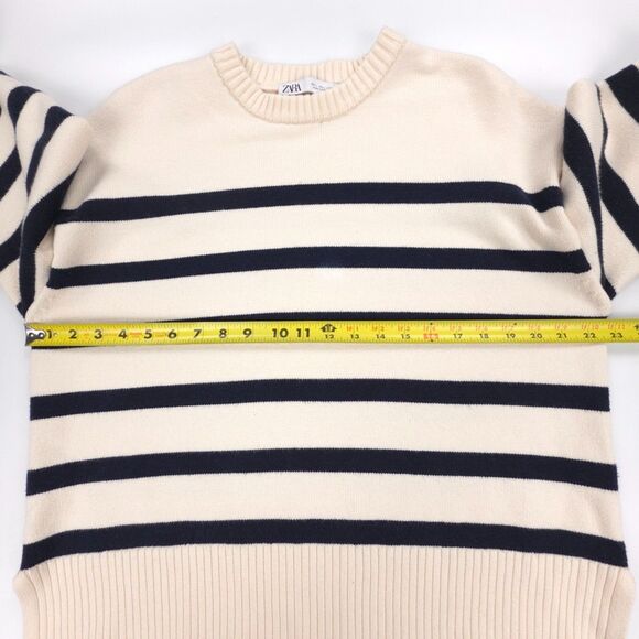 ZARA Oversized Crewneck Striped Sweater 90s Y2k Clean Girl French Girl Preppy - Picture 3 of 7